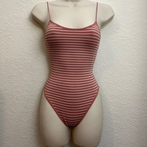 Pink and white tank one piece